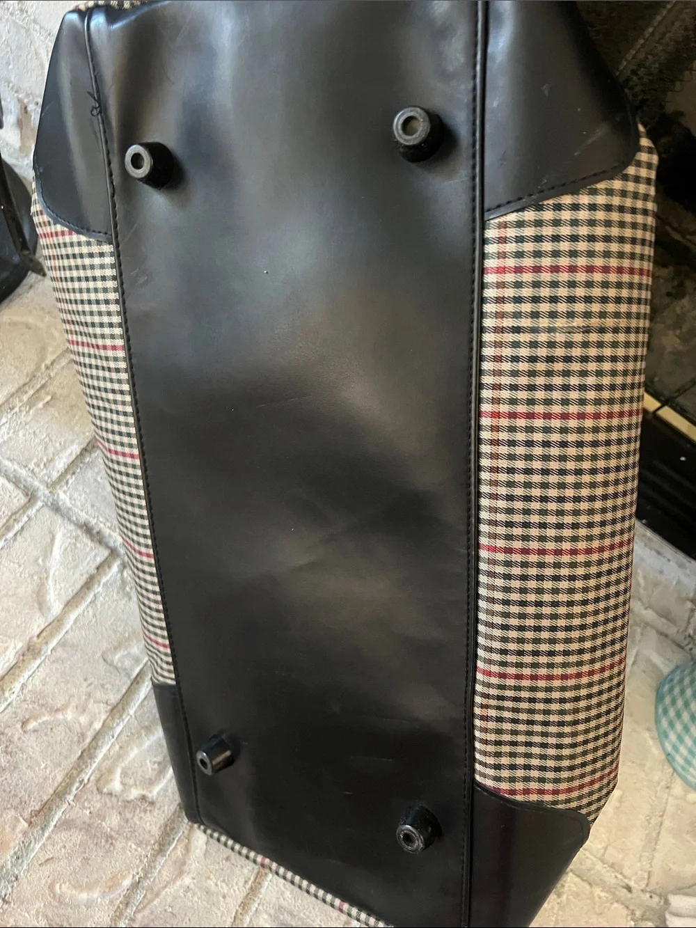 Diane Von Furstenburg large zipper Tote Bag in Black and Beige - Classic Plaid